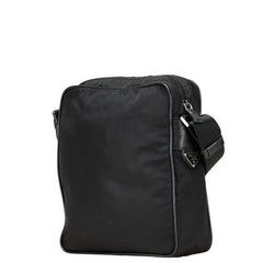 プラダ 三角ロゴプレート 斜め掛け ショルダーバッグ ブラック ナイロン レディース PRADA 【中古】