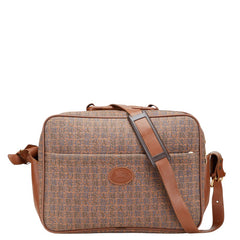 バーバリー ロゴ ハンドバッグ ショルダーバッグ ブラウン ブルー キャンバス レザー レディース BURBERRY 【中古】