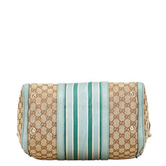 グッチ GGキャンバス ハンドバッグ ショルダーバッグ 2WAY 247205 ベージュ ブルー キャンバス レザー レディース GUCCI 【中古】