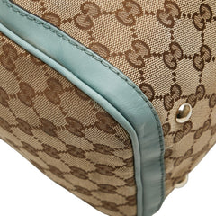 グッチ GGキャンバス ハンドバッグ ショルダーバッグ 2WAY 247205 ベージュ ブルー キャンバス レザー レディース GUCCI 【中古】