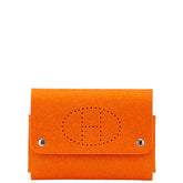 エルメス エテュイカルトGM トランプケース カードケース ポーチ オレンジ フェルト レディース HERMES 【中古】