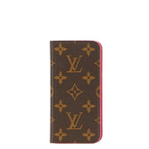 ルイ ヴィトン モノグラム フォリオ iPhoneケース iPhone7/8用 M61906 ブラウン ローズ ピンク レザー レディース LOUIS VUITTON 【中古】