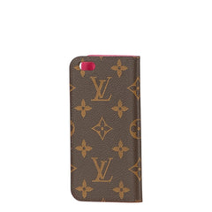 ルイ ヴィトン モノグラム フォリオ iPhoneケース iPhone7/8用 M61906 ブラウン ローズ ピンク レザー レディース LOUIS VUITTON 【中古】