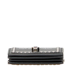 バーバリー ジェシー チェーン コンパクトウォレット コインケース カードケース ブラック レザー レディース BURBERRY 【中古】