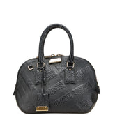 バーバリー ロゴ金具 ハンドバッグ ブラック レザー レディース BURBERRY 【中古】