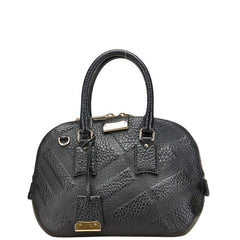 バーバリー ロゴ金具 ハンドバッグ ブラック レザー レディース BURBERRY 【中古】