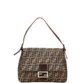 フェンディ ズッカ マンマバケット ハンドバッグ ブラウン キャンバス レザー レディース FENDI 【中古】