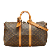 ルイ ヴィトン モノグラム キーポルバンドリエール45 ボストンバッグ ショルダーバッグ 2WAY M41418 ブラウン PVC レザー レディース LOUIS VUITTON 【中古】