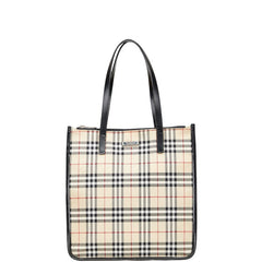 バーバリー ノバチェック ハンドバッグ トートバッグ ベージュ マルチカラー ナイロン レザー レディース BURBERRY 【中古】