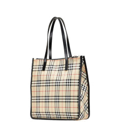 バーバリー ノバチェック ハンドバッグ トートバッグ ベージュ マルチカラー ナイロン レザー レディース BURBERRY 【中古】