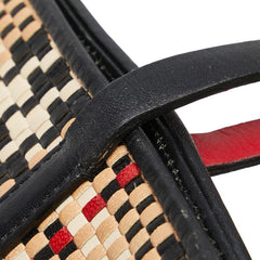 バーバリー ノバチェック 編み込み ハンドバッグ ベージュ マルチカラー レザー レディース BURBERRY 【中古】