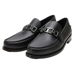 ルイ ヴィトン メジャー ライン LV ローファー サイズ:7 ブラック レザー メンズ LOUIS VUITTON 【中古】