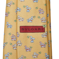 ブルガリ 犬 ドッグ ネクタイ イエロー マルチカラー シルク メンズ BVLGARI 【中古】