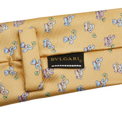 ブルガリ 犬 ドッグ ネクタイ イエロー マルチカラー シルク メンズ BVLGARI 【中古】
