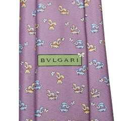ブルガリ 犬 ドッグ ネクタイ パープル マルチカラー シルク メンズ BVLGARI 【中古】