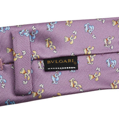 ブルガリ 犬 ドッグ ネクタイ パープル マルチカラー シルク メンズ BVLGARI 【中古】