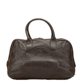 ハンティングワールド ロゴ トートバッグ ブラウン レザー レディース HUNTING WORLD 【中古】