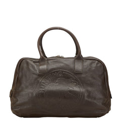 ハンティングワールド ロゴ トートバッグ ブラウン レザー レディース HUNTING WORLD 【中古】