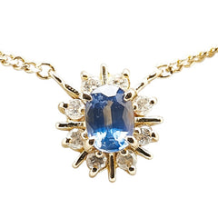 K18YG イエローゴールド サファイア ダイヤ ネックレス レディース 【中古】