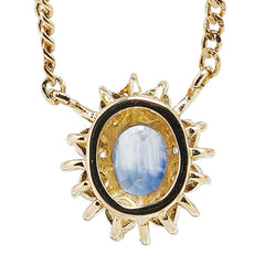 K18YG イエローゴールド サファイア ダイヤ ネックレス レディース 【中古】