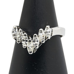 Pt900 プラチナ ダイヤ0.65ct V字 リング 指輪 レディース 11.5号 【中古】