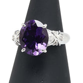 K18WG ホワイトゴールド アメジスト3.70ct ダイヤ0.08ct リング 指輪 レディース 10.5号 【中古】