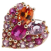 K18PG ピンクゴールド サファイア0.70ct ルビー0.28ct ハート モチーフ ペンダントトップ レディース 【中古】