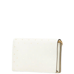 ディオール CDロゴ 星 スター モチーフ チェーンウォレット ショルダーバッグ ホワイト ゴールド レザー レディース Dior 【中古】