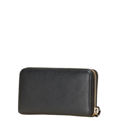 サンローラン YSLロゴ 長財布 ラウンドファスナー ブラック レザー レディース SAINT LAURENT 【中古】