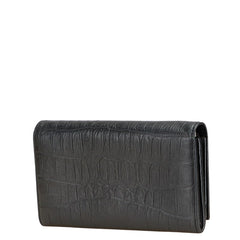 サンローラン クロコ型押し 長財布 ブラック レザー レディース SAINT LAURENT 【中古】
