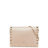 ヴァレンティノ ロックスタッズ チェーンウォレット ショルダーバッグ グレージュ レザー レディース VALENTINO 【中古】