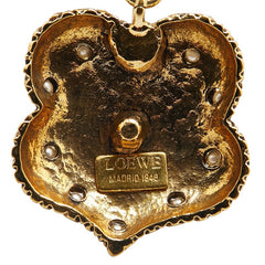 ロエベ アナグラムロゴ ブローチ ゴールド メッキ フェイクパール レディース LOEWE 【中古】