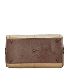 バーバリー チェック ボストンバッグ トラベルバッグ カーキグリーン ブラウン キャンバス レザー レディース BURBERRY 【中古】