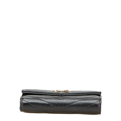 サンローラン YSL Vステッチ 三つ折り財布 403943 ブラック レザー レディース SAINT LAURENT 【中古】