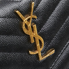 サンローラン YSL Vステッチ 三つ折り財布 403943 ブラック レザー レディース SAINT LAURENT 【中古】