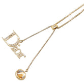 ディオール ロゴ ラインストーン ネックレス ゴールド メッキ レディース Dior 【中古】