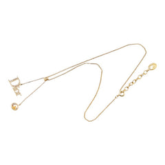 ディオール ロゴ ラインストーン ネックレス ゴールド メッキ レディース Dior 【中古】