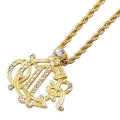 ディオール ロゴ ラインストーン ネックレス ゴールド メッキ レディース Dior 【中古】