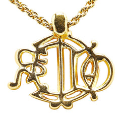 ディオール ロゴ ラインストーン ネックレス ゴールド メッキ レディース Dior 【中古】