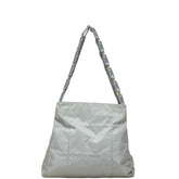 プラダ 三角ロゴプレート トートバッグ B8851 グレー ナイロン レザー レディース PRADA 【中古】