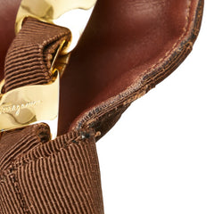 サルヴァトーレフェラガモ ヴァラ ショルダーバッグ ブラウン ゴールド キャンバス レディース Salvatore Ferragamo 【中古】