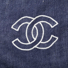 シャネル ココマーク ショール ストール ネイビー ホワイト カシミヤ レディース CHANEL 【中古】