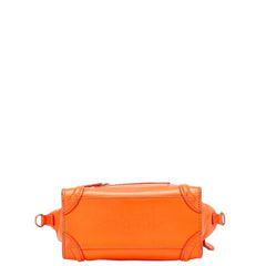 セリーヌ ラゲージ ナノショッパー ハンドバッグ ショルダーバッグ 2WAY オレンジ レザー レディース CELINE 【中古】