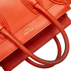 セリーヌ ラゲージ ナノショッパー ハンドバッグ ショルダーバッグ 2WAY オレンジ レザー レディース CELINE 【中古】