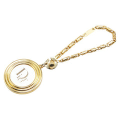 ディオール ロゴ ラウンド キーホルダー バッグチャーム ゴールド メッキ レディース Dior 【中古】