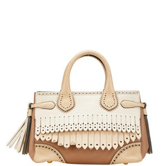バーバリー バナー スモール フリンジ タッセル ショルダーバッグ ベージュ ブラウン レザー レディース BURBERRY 【中古】