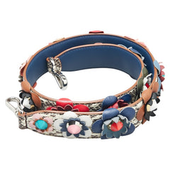 フェンディ ストラップユー スタッズ フラワー ショルダーストラップ マルチカラー レザー プラスチック パイソン レディース FENDI 【中古】