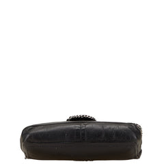 シャネル ココマーク チェーン ショルダーバッグ ブラック レザー レディース CHANEL 【中古】