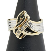 K18YG イエローゴールド Pt900 プラチナ コンビ ダイヤ0.02ct K18Pt900 D0.02 4.1g 8.5号 リング 指輪 レディース 9.5号 【中古】