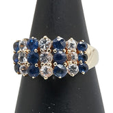 K18YG イエローゴールド サファイア1.31ct サファイア0.77ct リング 指輪 レディース 10号 【中古】